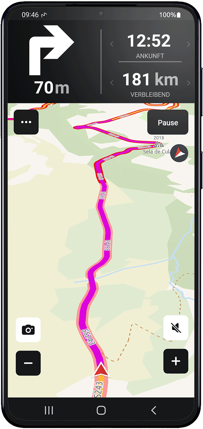 ride android calimoto tour planning and route creation displayed on Android and iOS devices using mockups