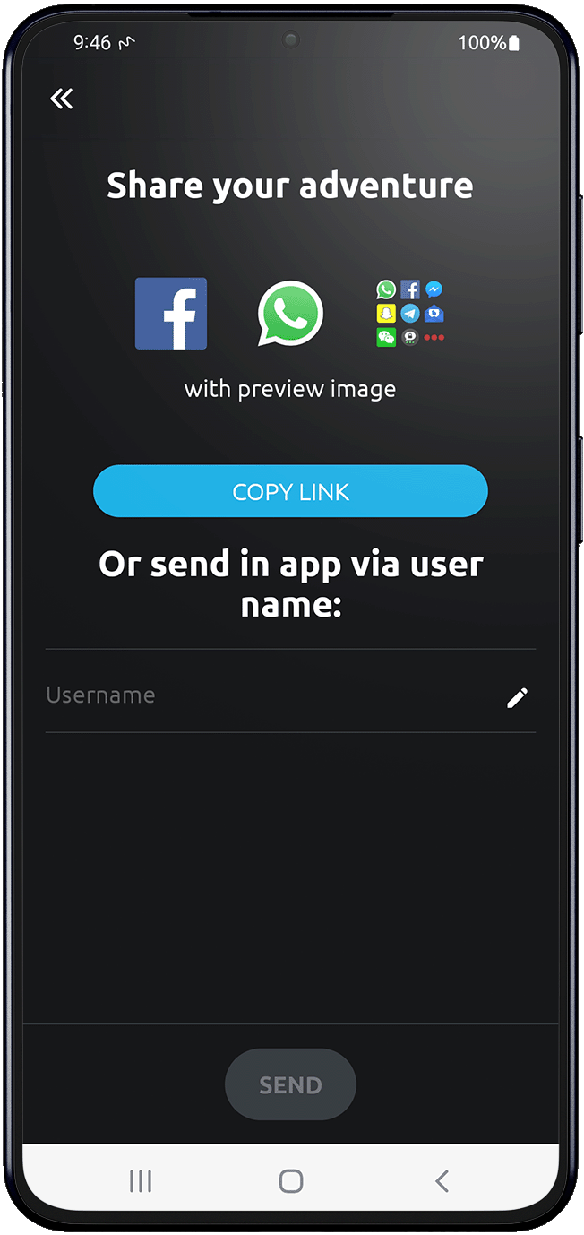 share android calimoto tour planning and route creation displayed on Android and iOS devices using mockups