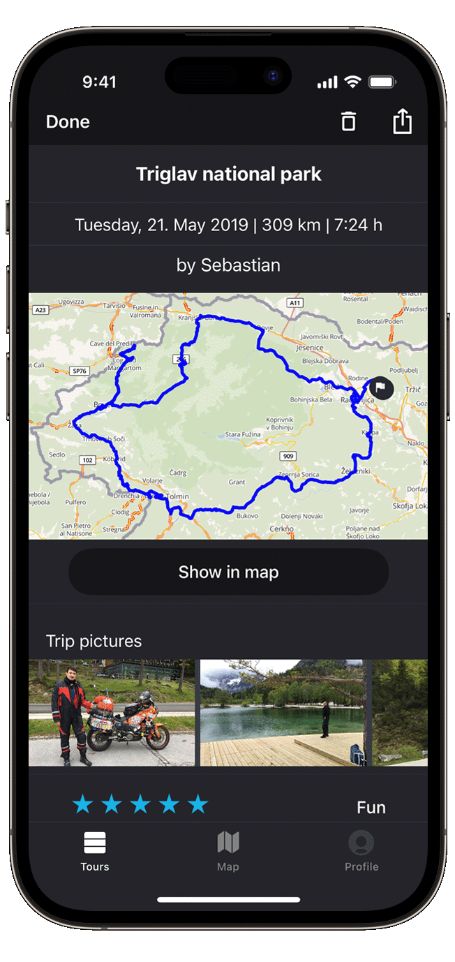 inspire ios calimoto tour planning and route creation displayed on Android and iOS devices using mockups